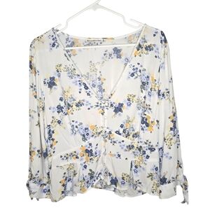 Abercrombie & Fitch Cottagecore Croquette Floral V Neck Long Sleeve Top Size XL